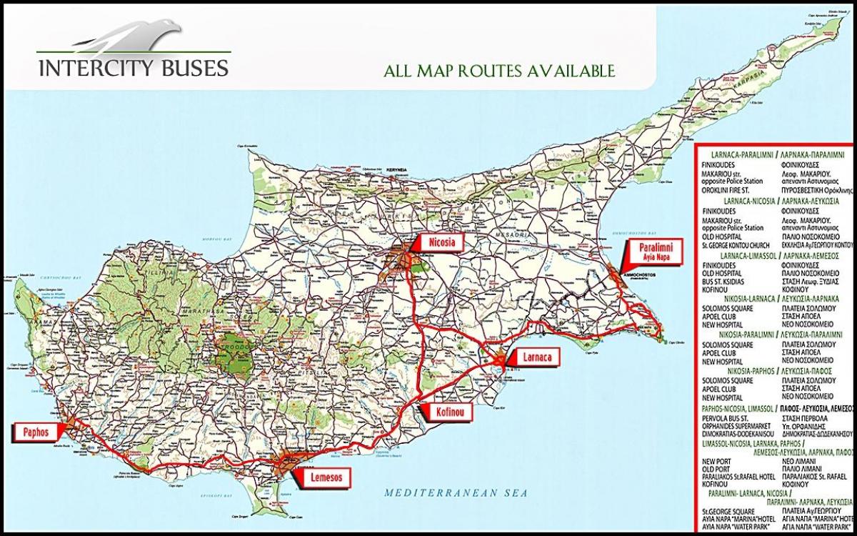 Cyprus autobusová zastávka, mapu