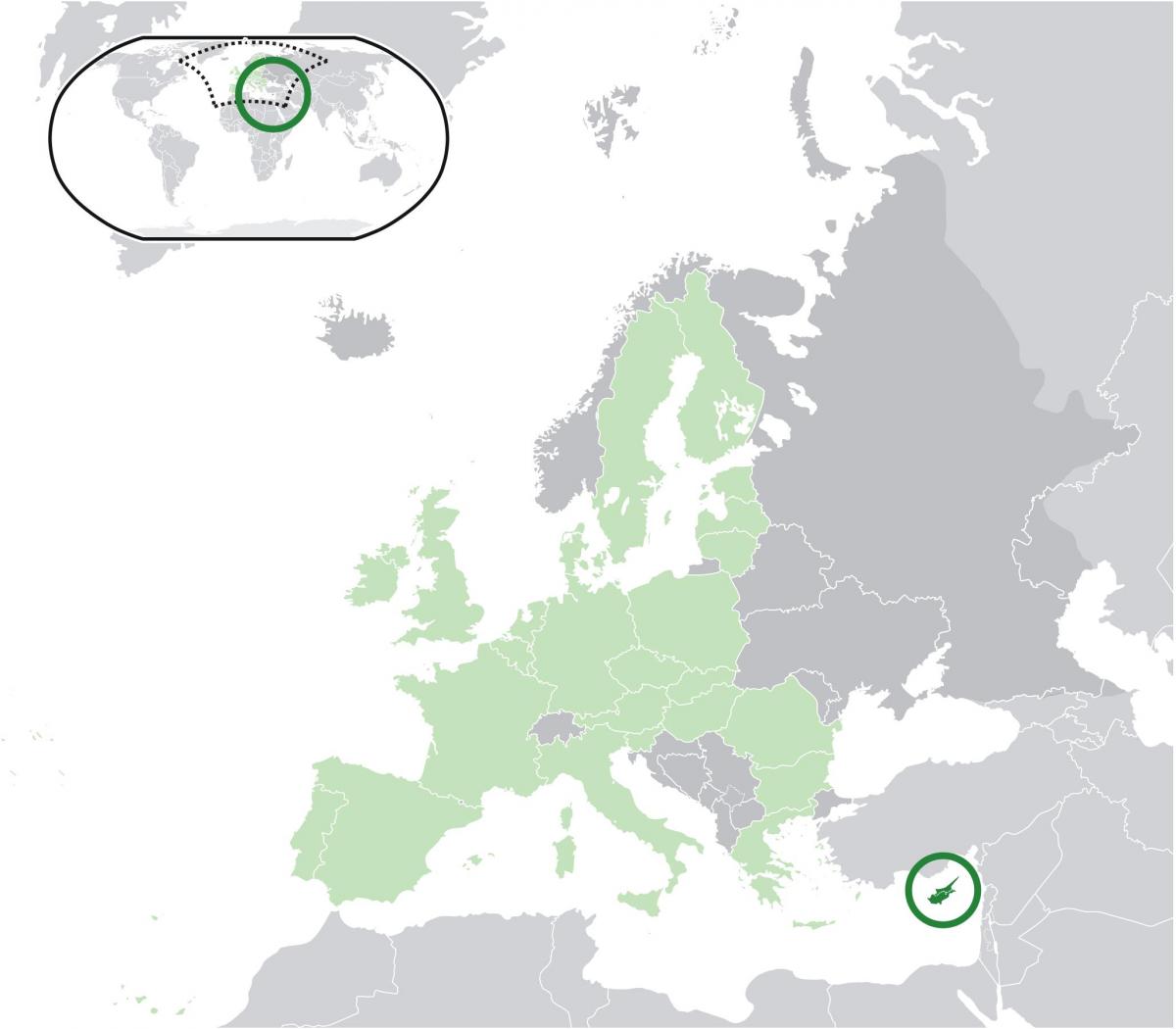 mapa európy ukazuje Cyprus