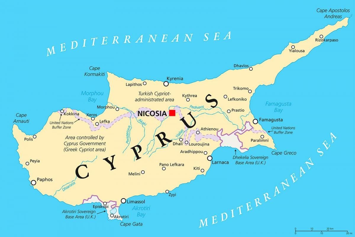 mapa zobrazuje Cyprus