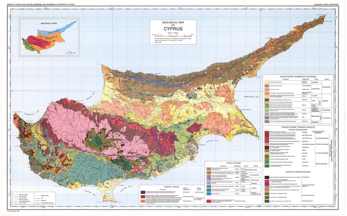 Cyprus geografickú mapu