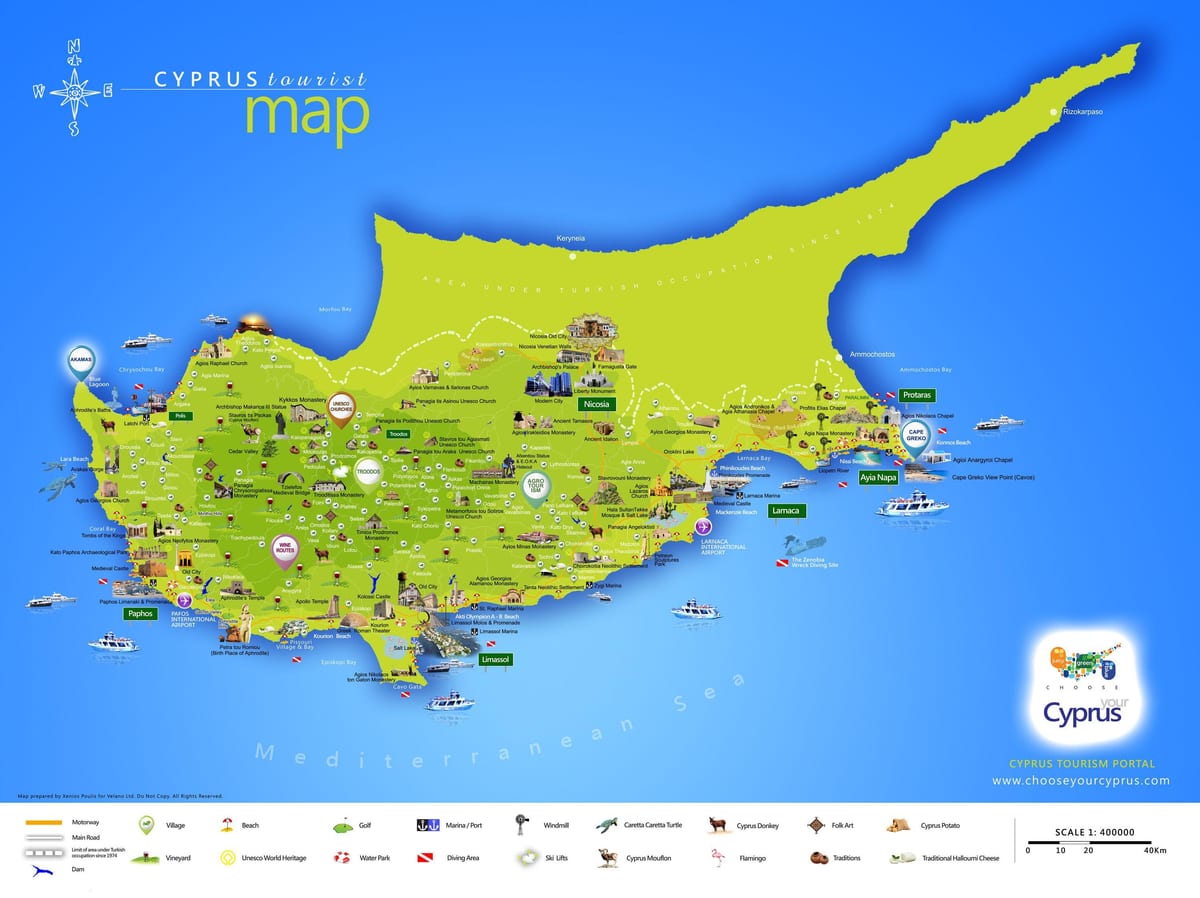 Mapa lara pláž Cyprus