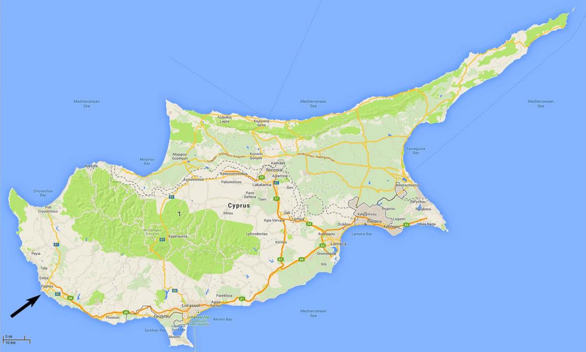 mapa Cyprus paphos