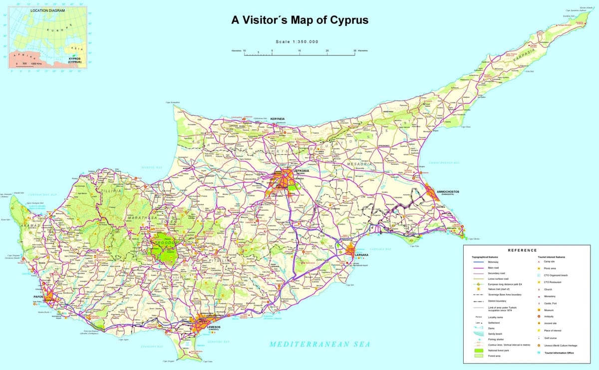Mapa podrobné Cyprus