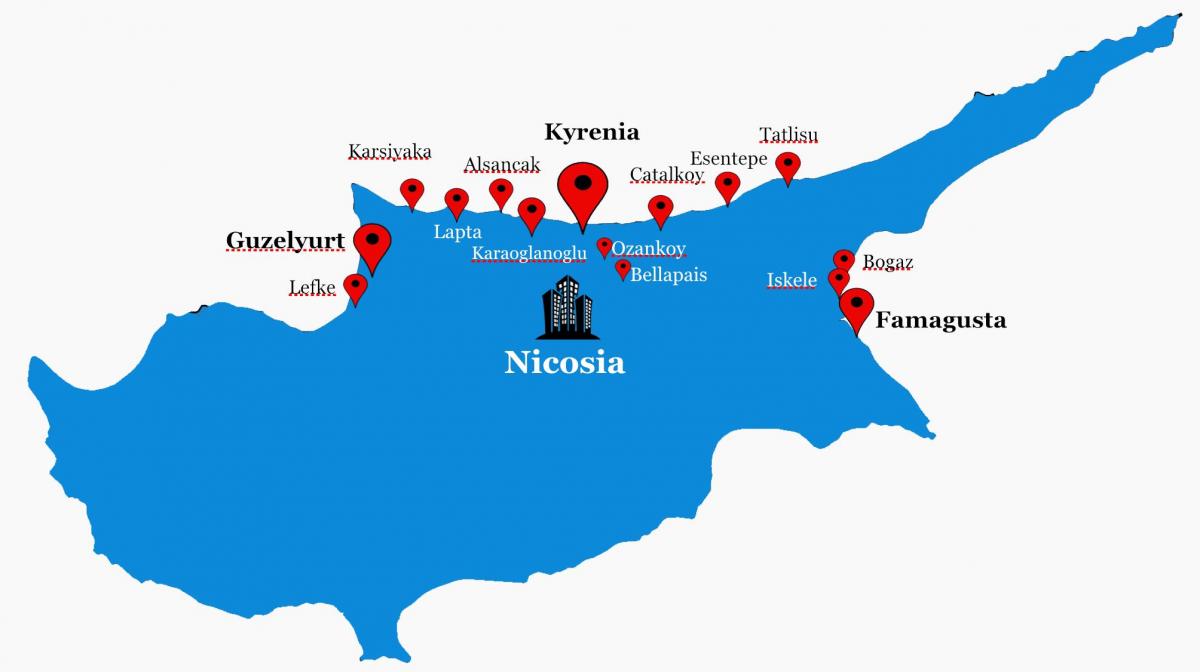 severný Cyprus cestnú mapu