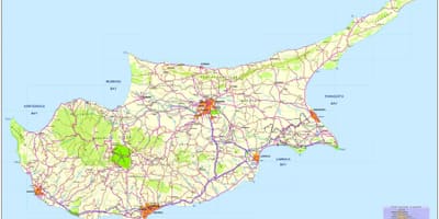 Mapa cestnej Cyprus