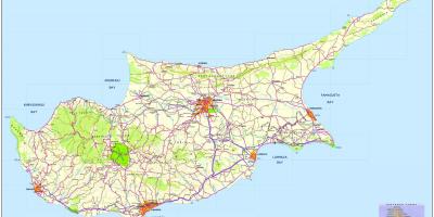 Mapa cestnej Cyprus