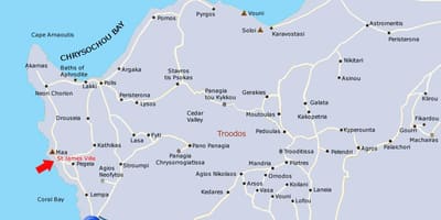 Mapa coral bay Cyprus