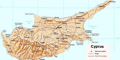 Cyprus cestnej mapy on-line