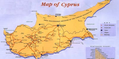 Cyprus dovolenkových destinácií mapu