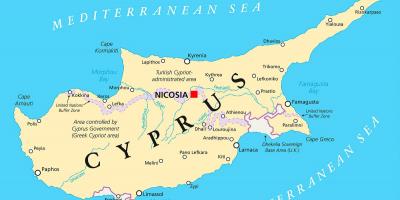 Mapa zobrazuje Cyprus