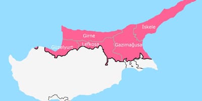Mapa Cyprus rozdelený