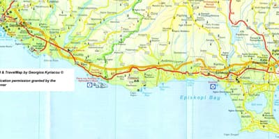Mapa pissouri pláži Cyprus 